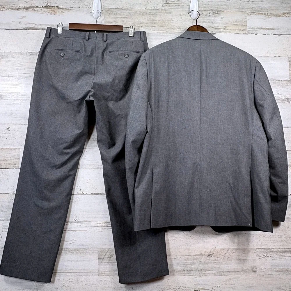 Ryan Seacrest Distinction Suit Mens 44R 34x30 Gray 2-Piece Blazer Pants Corpcore